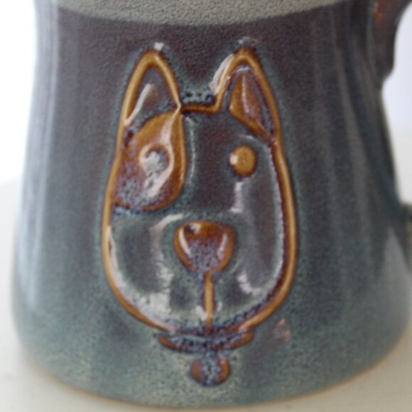 Ceramic Studio Pottery Hand Crafted Oversized La Rochelle Blue Stoneware Mug Dog - Picture 2 of 8